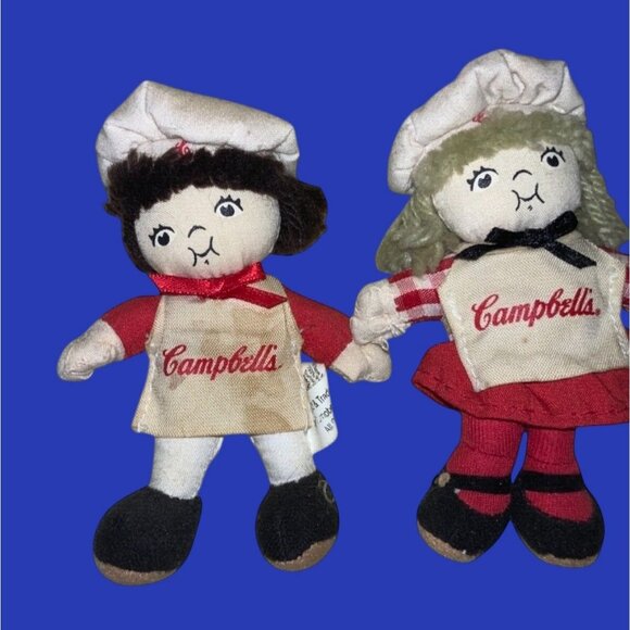 Collectable Campbell's Soup Kids Plush Girl & Boy Chef 4” Stuffed Dolls Vintage - Picture 5 of 8